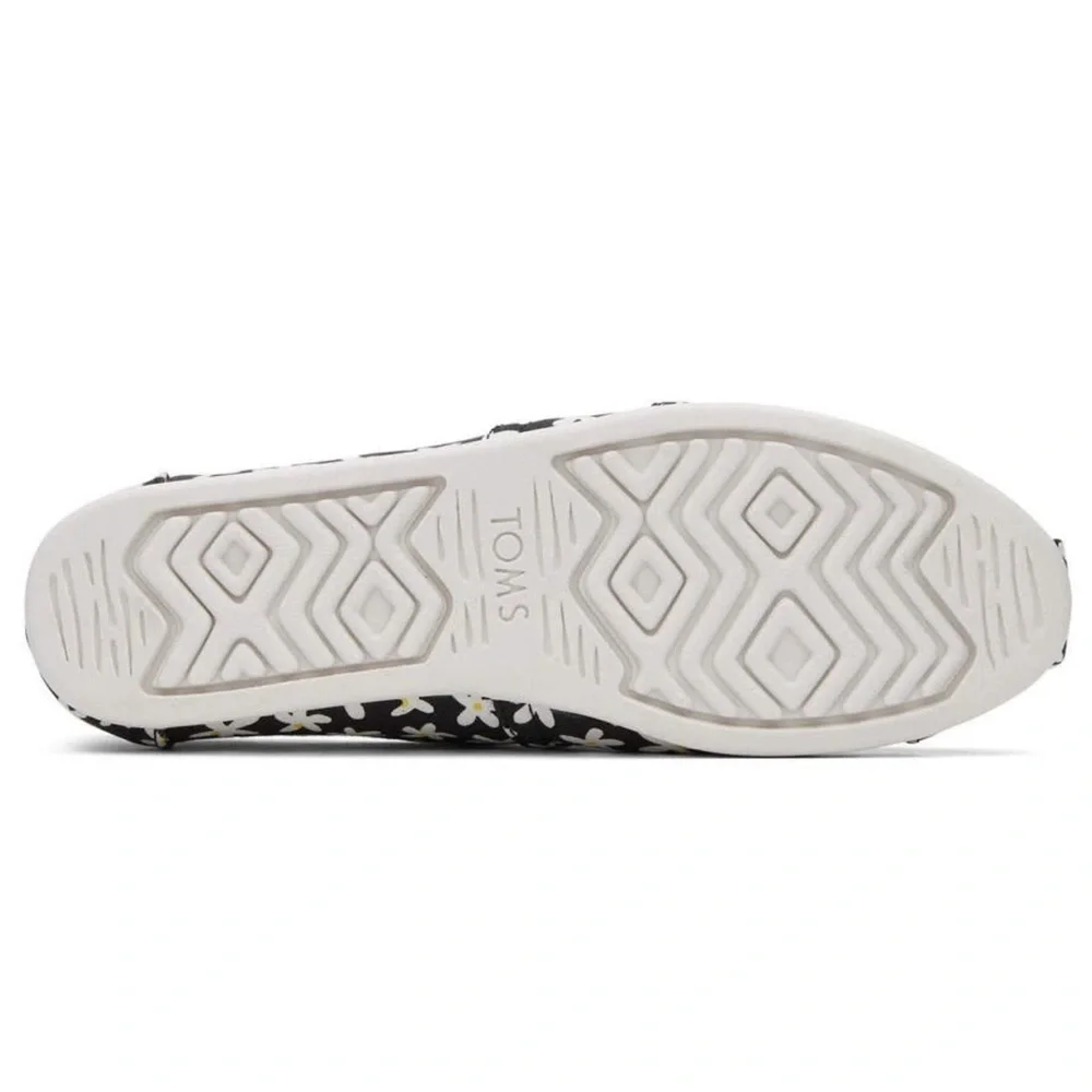 TOMS Women’s Alpargata Black Sun Daisies Shoes - Size 8